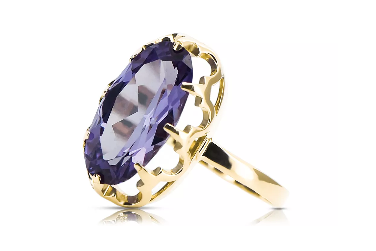 14K Yellow gold Alexandrite Ring Vintage Jewlery vrc253y